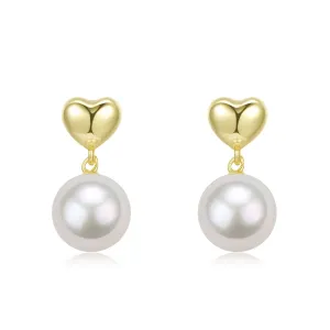 10-11mm Freshwater Pearl Heart Stud Earrings