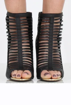 Black Caged Heels - Janet