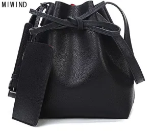 MIWIND Fashion 2016 candy color fashion all-match bucket bag  pu leather one shoulder cross-body women's handbags