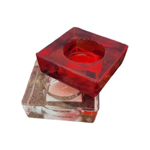 Small Square Glass Tealight Holder - Red Or Clear