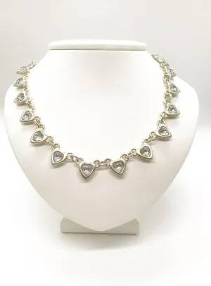 Very Pretty and Elegant Rhinestone Hearts Necklace